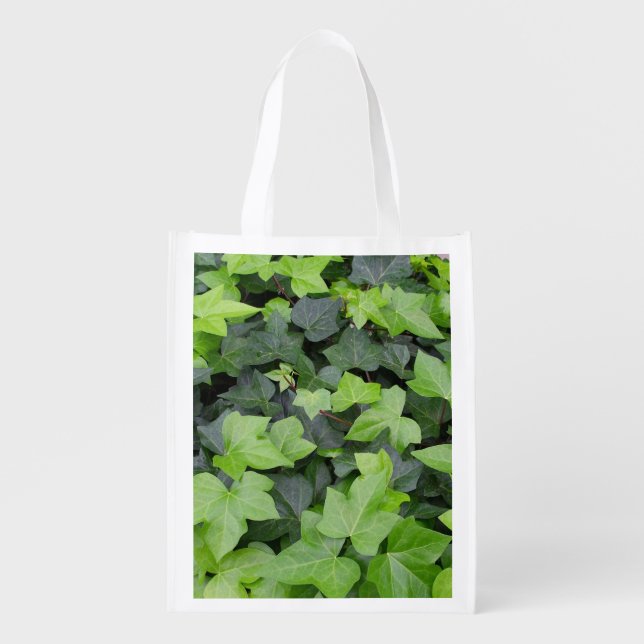 Green Ivy Botanical Print Grocery Bag (Front)