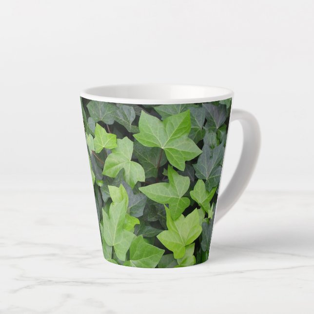 Green Ivy Botanical Print Latte Mug (Right Angle)