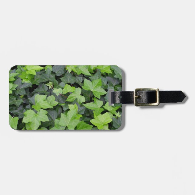 Green Ivy Botanical Print Luggage Tag (Front Horizontal)