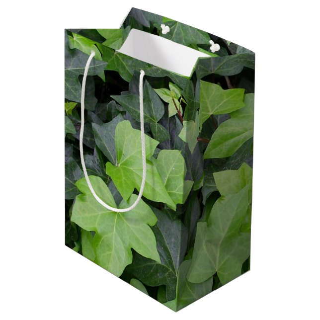 Green Ivy Botanical Print Medium Gift Bag (Back Angled)