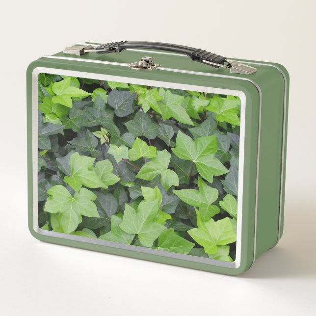 Green Ivy Botanical Print Metal Lunch Box (Front)