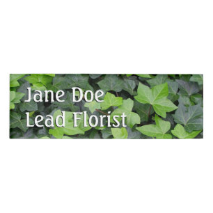 Green Ivy Botanical Print Name Tag