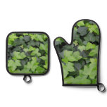 Green Ivy Botanical Print Oven Mitt & Pot Holder Set