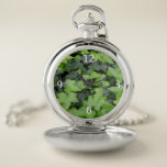 Green Ivy Botanical Print Pocket Watch