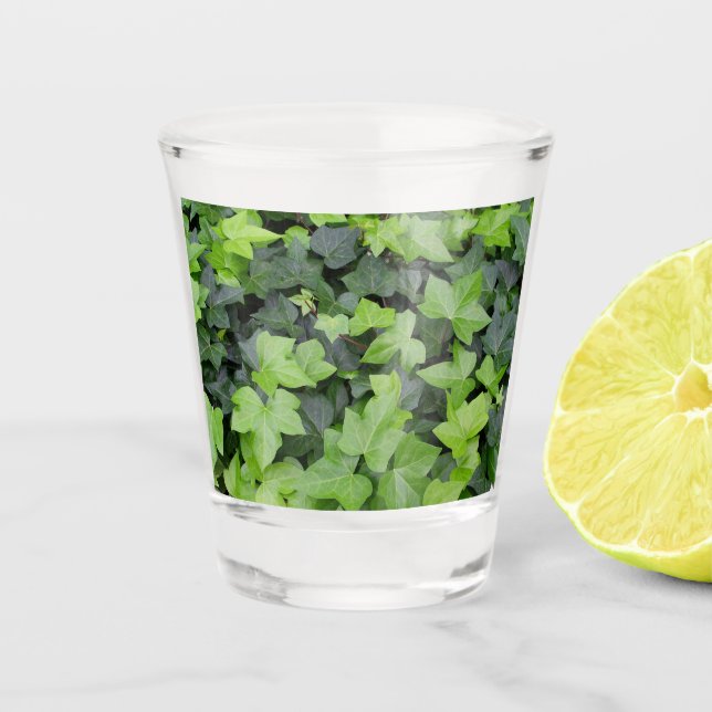 Green Ivy Botanical Print Shot Glass (Front)