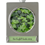 Green Ivy Botanical Print Silver Plated Banner Ornament