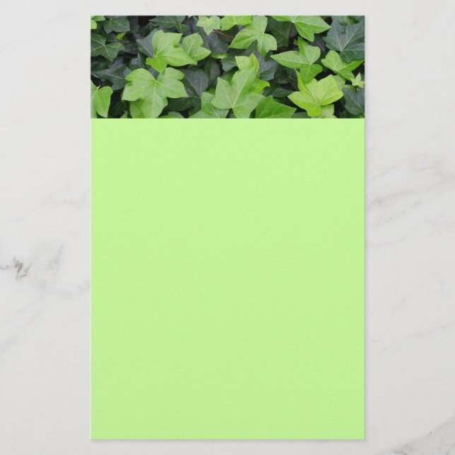 Green Ivy Botanical Print Stationery (Front)