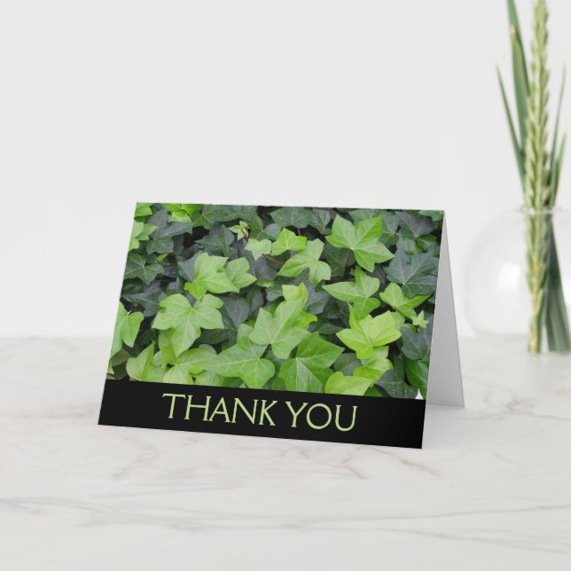 Green Ivy Botanical Print Thank You Card (Front)
