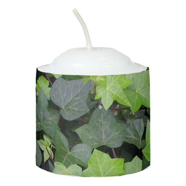 Green Ivy Botanical Print Votive Candle (Front)