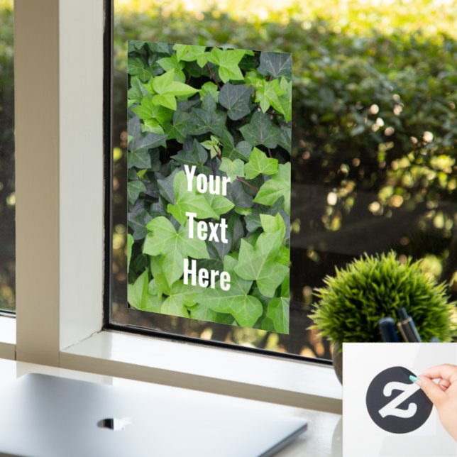 Green Ivy Botanical Print Window Cling (Office)