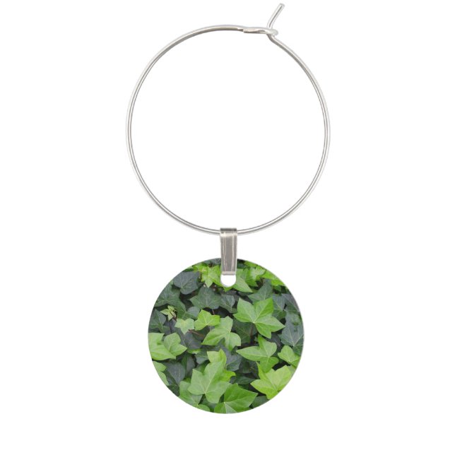 Green Ivy Botanical Print Wine Charm (Front)