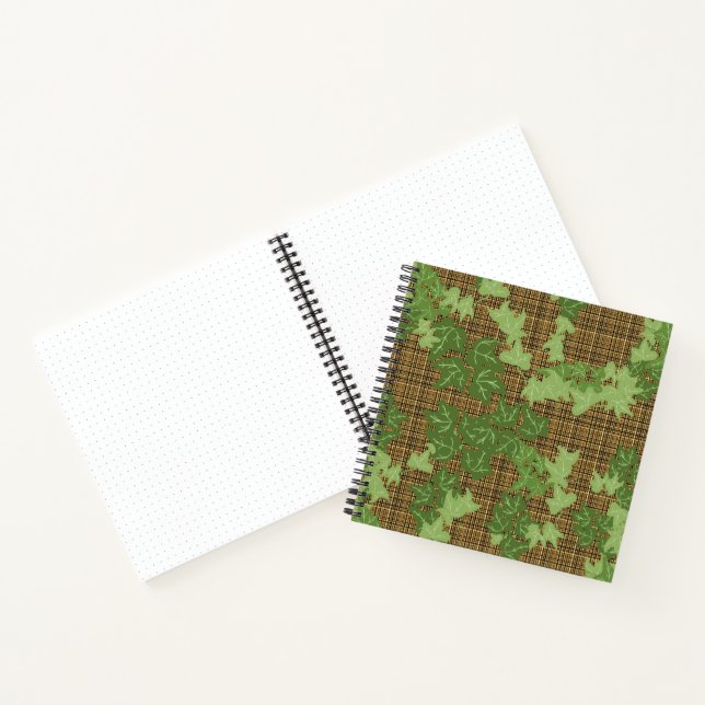 Green Ivy Brown Black Gold Plaid  Bullet Journal (Inside)