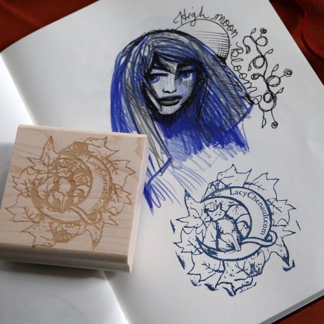 Green Ivy Cat Moon Child Art Luna Cats             Rubber Stamp (Creator Uploaded)