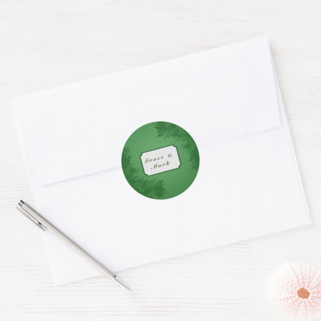Green Ivy    Classic Round Sticker (Envelope)