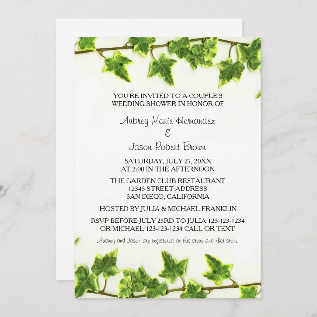 Green Ivy - Couple's Wedding Shower Invitation (Front/Back)