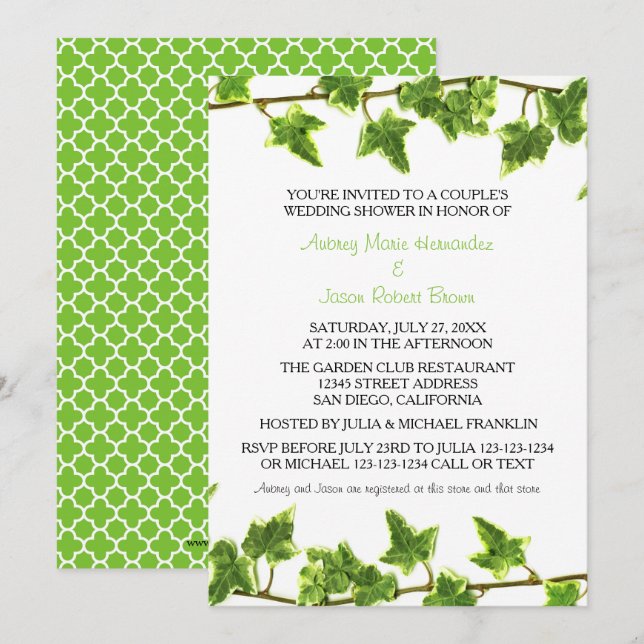 Green Ivy - Couple's Wedding Shower Invitation (Front/Back)