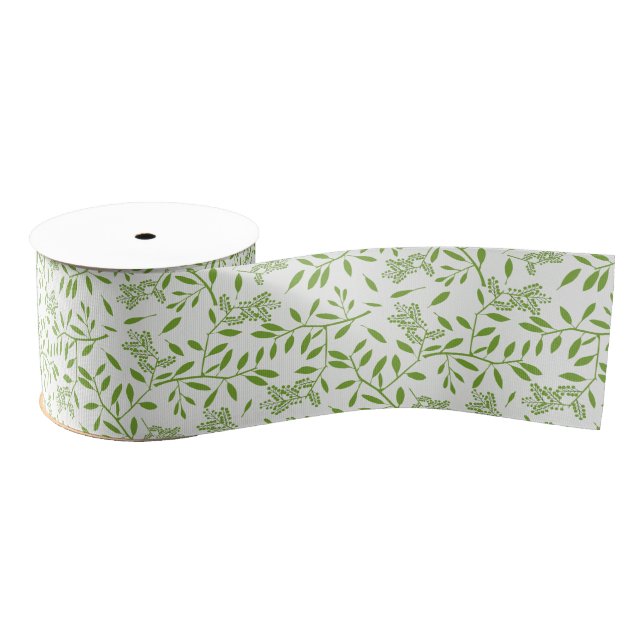 Green Ivy Floral Botanical Grosgrain Ribbon (Spool)