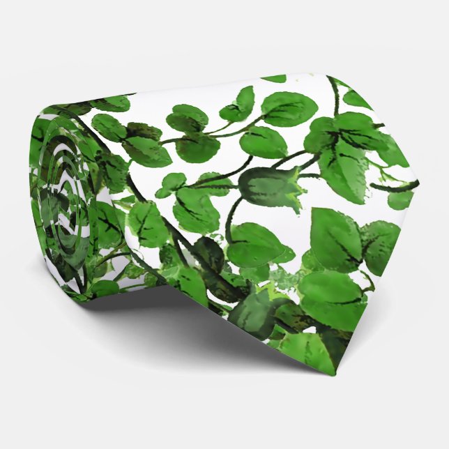 Green Ivy Floral Neck Tie (Rolled)