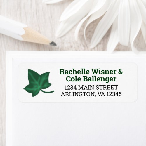 Green Ivy Garden Wedding Return Address Label