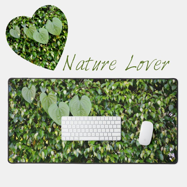 Green Ivy Heart Shape Leaves Natural Photographic Desk Mat (Creator Uploaded)