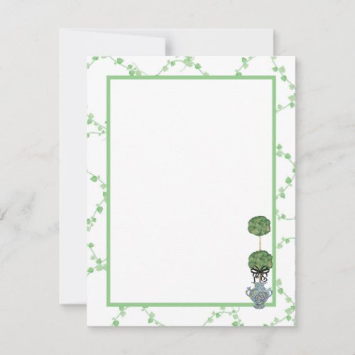 Green Ivy Lattice Topiary Ginger Jar Jars Note Card