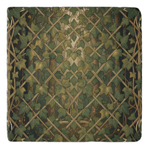 Green Ivy Lattice Trellis Vintage Forest Pattern Trivet