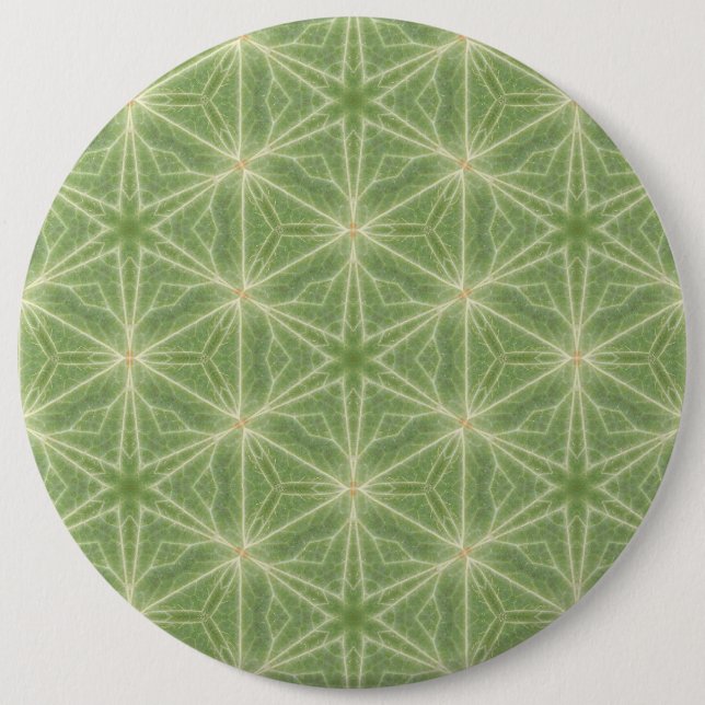 Green Ivy Leaf Geometric Design Badge Pinback Button (Front)