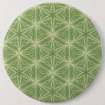 Green Ivy Leaf Geometric Design Badge Pinback Button