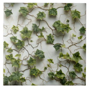 Green Ivy Leaves, Ceramic Wall Tile