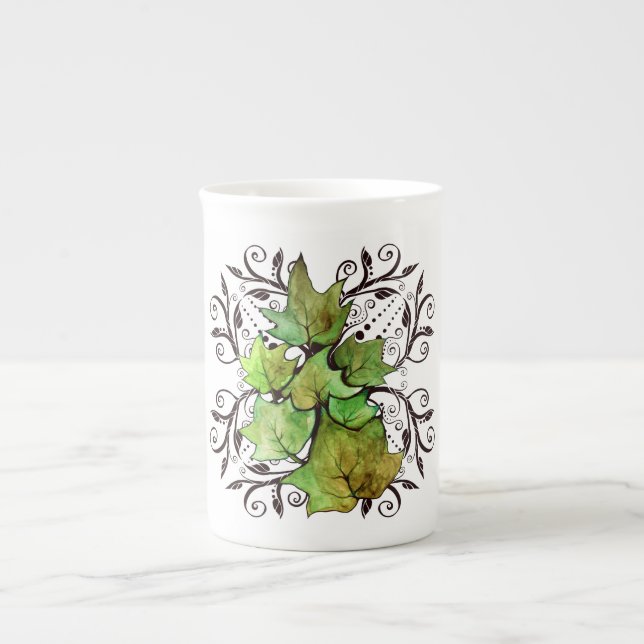 Green Ivy Nature Bone China Mug (Front)
