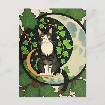 Green Ivy Nature Cats Kitty Cat Green Leaves       Holiday Postcard by FineArtists at Zazzle