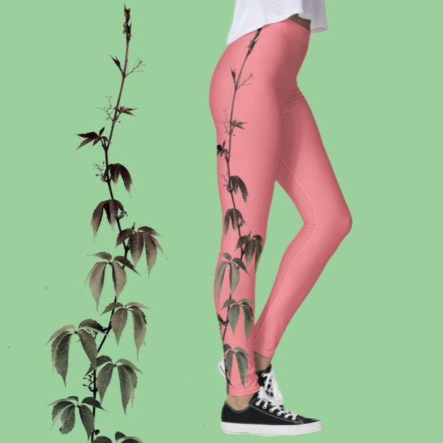Green Ivy on Coral Pink Leggings (Creator Uploaded)
