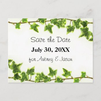 Green Ivy - Save The Date Post Card by Midesigns55555 at Zazzle
