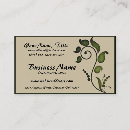 Green Ivy Scroll Decorative D7 - Business Cards