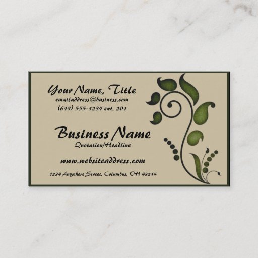 Customizable Green Ivy Scroll Decorative D7 - Business Cards