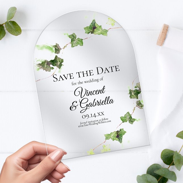 Green Ivy Vine Watercolor Wedding Save the Date (Creator Uploaded)