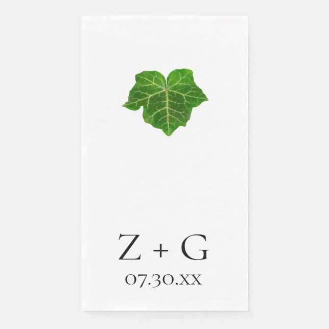 Green Ivy Wedding Paper Guest Towels (Front)
