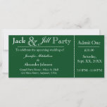Green Jack And Jill Shower Ticket Invitation at Zazzle
