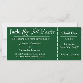 Green Jack And Jill Shower Ticket Invitation by kellbellsplace at Zazzle