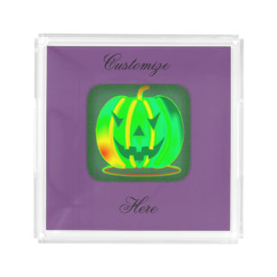 Green Jack o'lantern Halloween Thunder_Cove Acrylic Tray