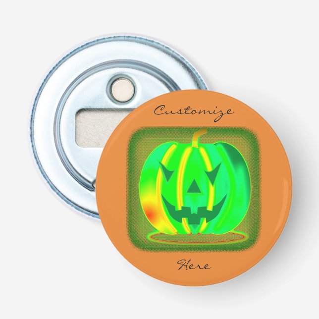 Green Jack o'lantern Halloween Thunder_Cove Bottle Opener (Front)