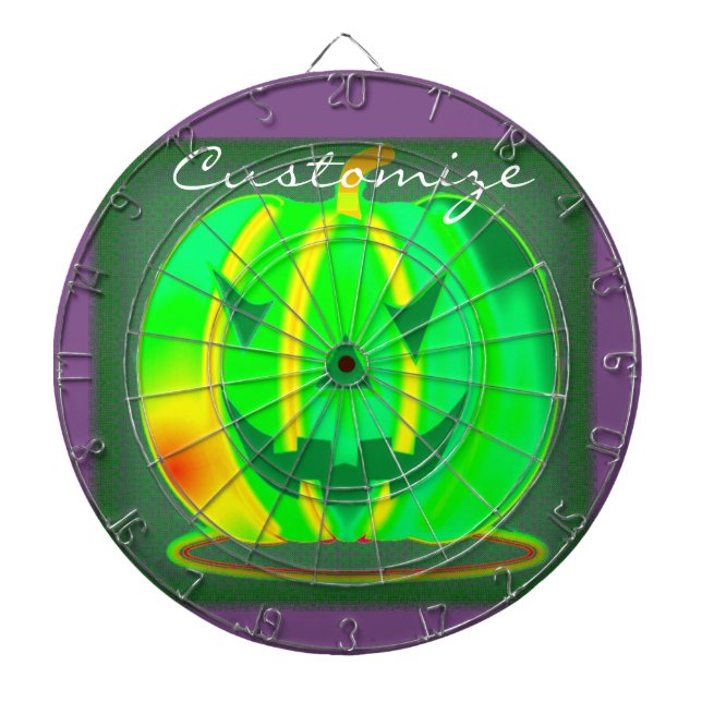 Green Jack o'lantern Halloween Thunder_Cove Dartboard With Darts (Front)