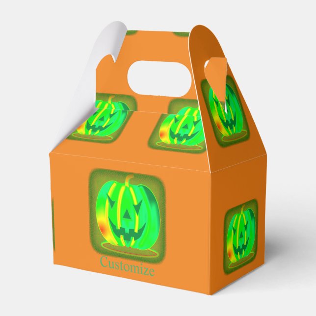 Green Jack o'lantern Halloween Thunder_Cove Favor Boxes (Front Side)