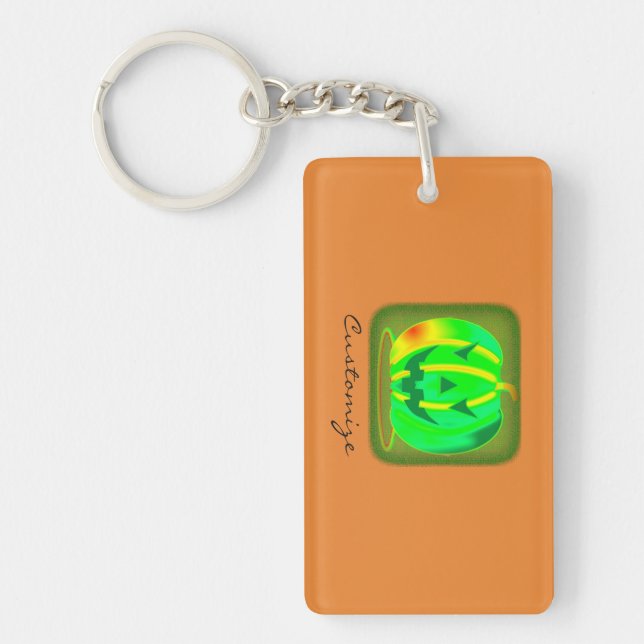 Green Jack o'lantern Halloween Thunder_Cove Keychain (Front)