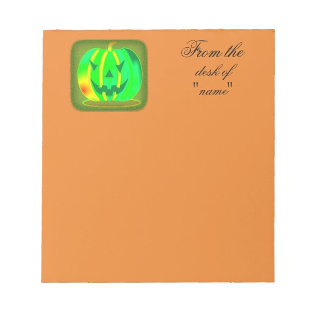 Green Jack o'lantern Halloween Thunder_Cove Notepad (Front)