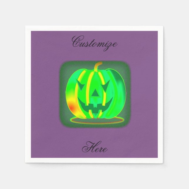 Green Jack o'lantern Halloween Thunder_Cove Paper Napkins (Front)