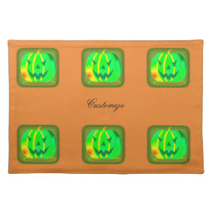 Green Jack o'lantern Halloween Thunder_Cove Placemat