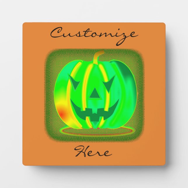 Green Jack o'lantern Halloween Thunder_Cove Plaque (Front)