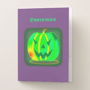 Green Jack o'lantern Halloween Thunder_Cove Pocket Folder