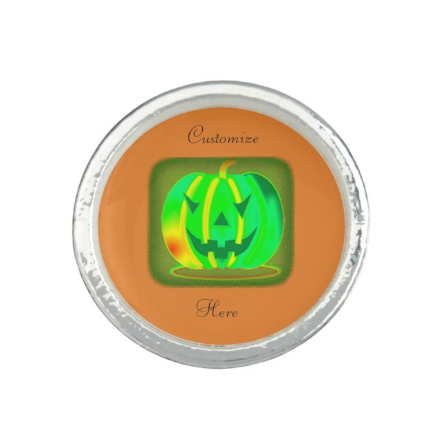 Green Jack o'lantern Halloween Thunder_Cove Ring (Front)